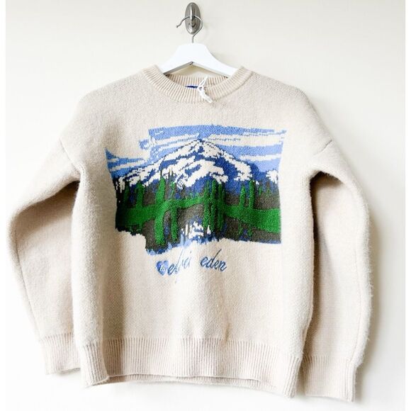 Cabincore Aelfric Eden Oil Painting Mountain Sweater electric grandpa - Picture 3 of 8